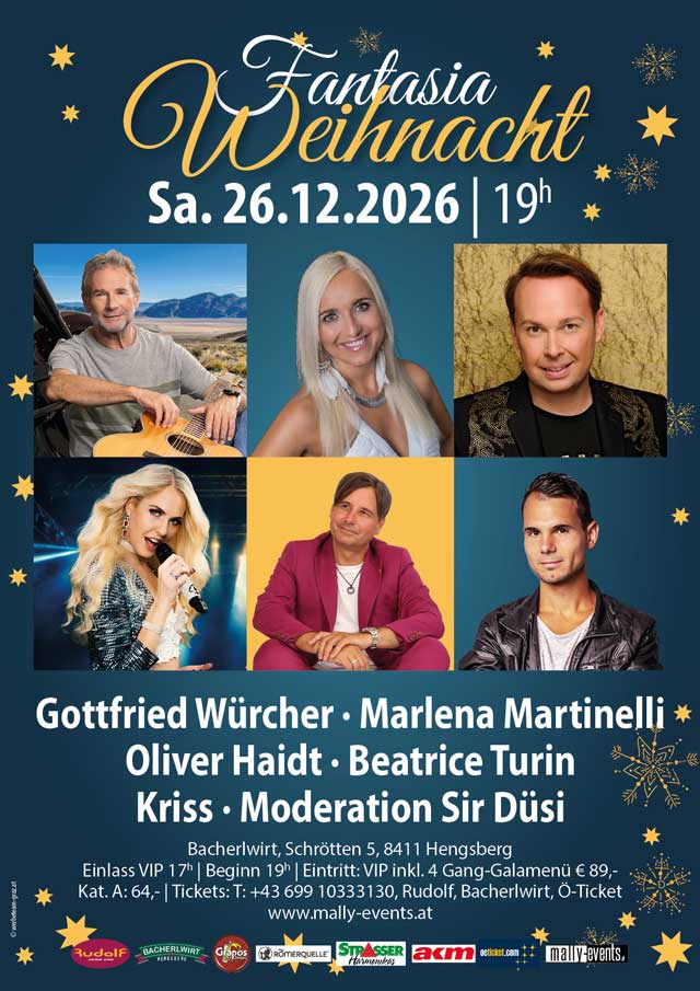 Fantasia Weihnacht 2026 im Bacherlwirt Hengsberg