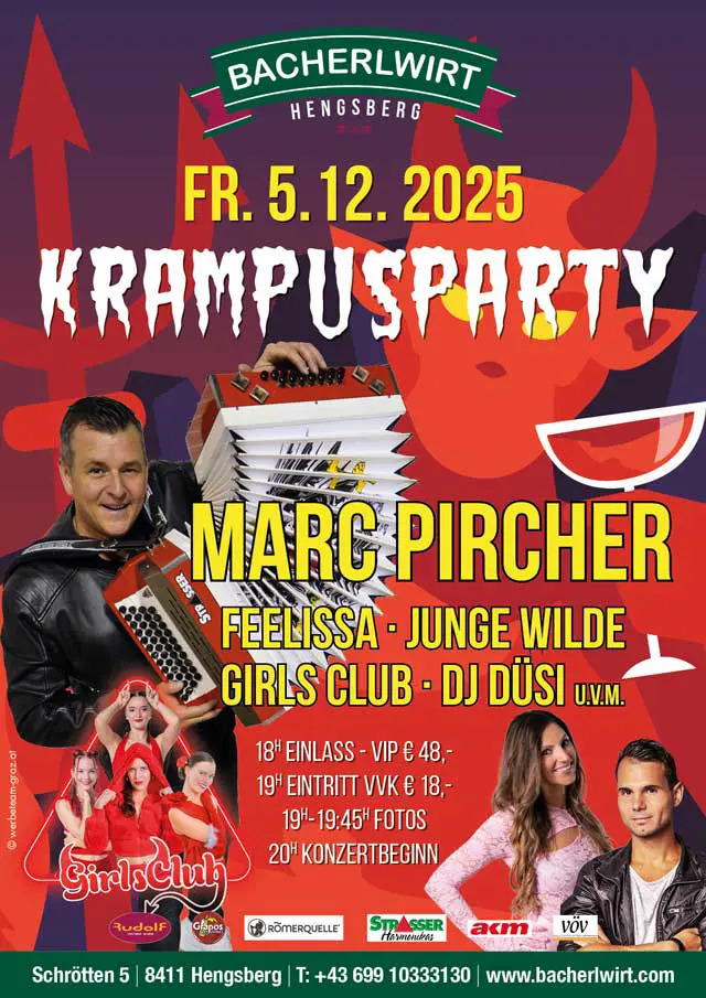 Krampus mit Marc Pircher, Feelissa, Junge Wilde, GirlsClub und Sir Düsi im Bacherlwirt Hengsberg