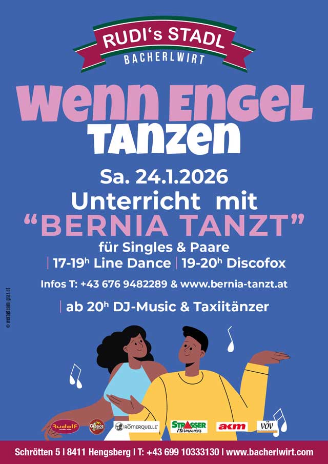 Tanzunterricht mit Bernia, DJ-Music und Taxitänzern im Bacherlwirt Hengsberg